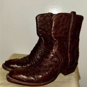 Men's ostrich boots made in USA by Burns company.  Very special